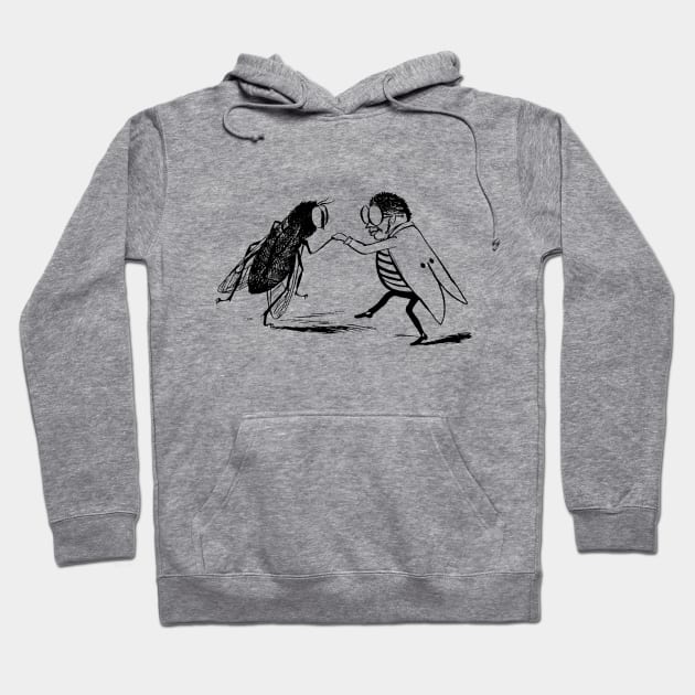 Vintage Black and White design with Insects Dancing Hoodie by MasterpieceCafe